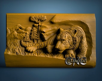 Tiger, 3D STL Model, CNC Router Engraver, Artcam, Aspire, CNC files, Wood, Art, Wall Decor, Cnc