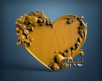 Valentine Photo Frame, 3D STL Model, CNC Router Engraver, Artcam, Aspire, CNC files, Wood, Art, Wall Decor, Cnc