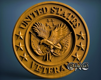 Usa Veteran, 3D STL Model, CNC Router Engraver, Artcam, Aspire, CNC files, Wood, Art, Wall Decor, Cnc