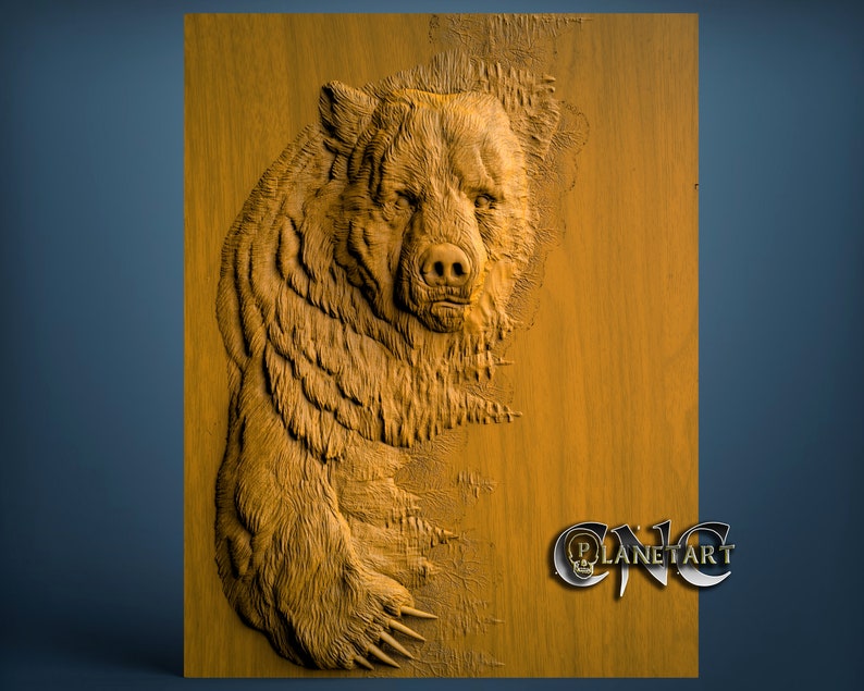 Bear, 3D STL Model, CNC Router Engraver, Artcam, Aspire, CNC files, Wood, Art, Wall Decor, Cnc image 1