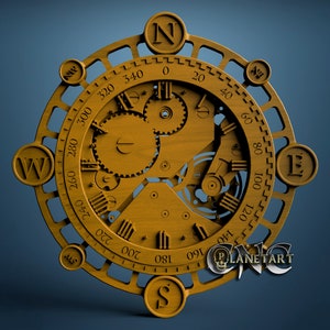 Mechanical Clock,  3D STL Model, CNC Router Engraver, Artcam, Aspire, CNC files, Wood, Art, Wall Decor, Cnc
