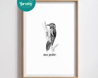 Bonito estampado de pájaro - Arte de pájaros divertidos, decoración para el baño