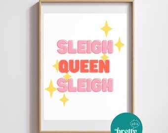Impresión con cita de la Reina del Trineo - Arte mural, impresiones tipográficas, impresiones navideñas, regalos para ella, mejor amiga, poder femenino