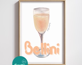 Lámina Bellini - Decoración del hogar, Arte mural, Láminas de cócteles, Comida y bebida, Decoración de cocina