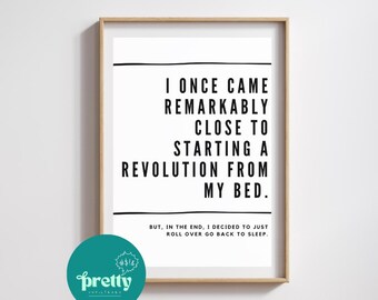 Lámina con cita "Revolución desde mi cama" - Arte mural tipográfico