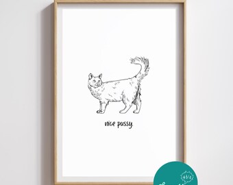 Lámina decorativa de gato divertido – Arte moderno para la pared del hogar