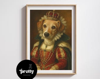 Retrato personalizado de mascota real, impresión renacentista regia