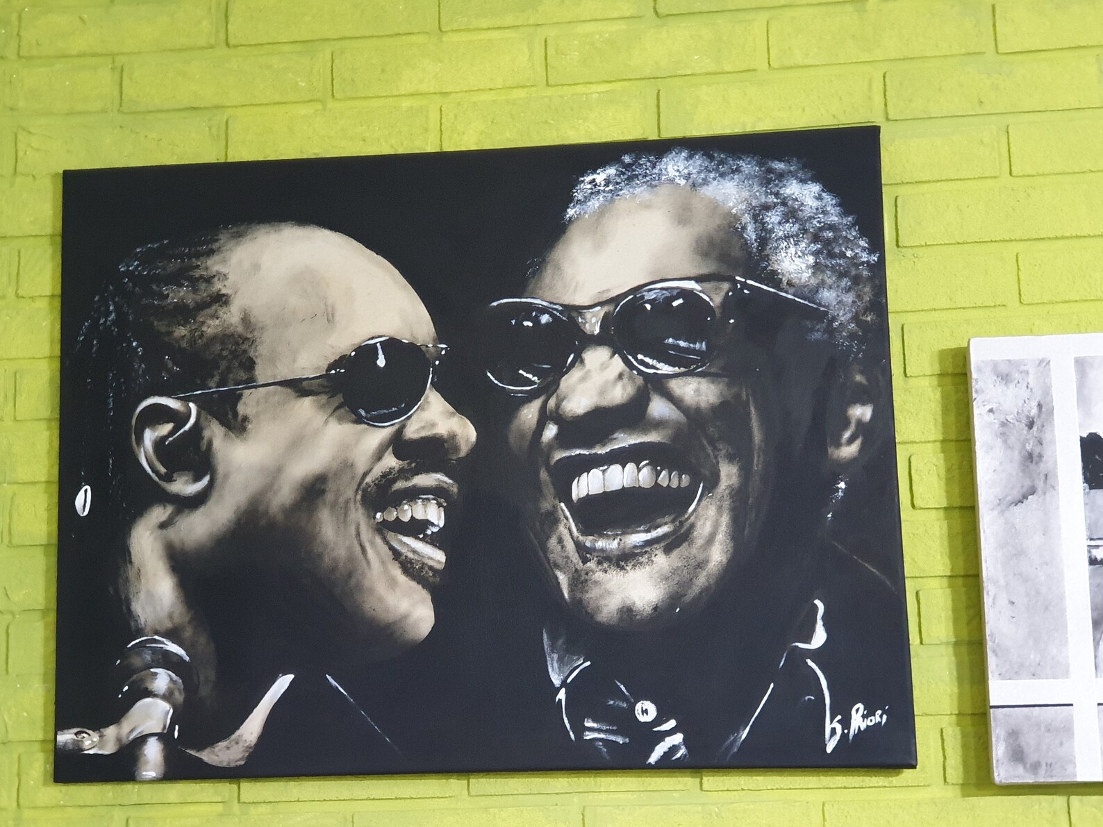 Hand-painted portrait of Stevie Wonder and Ray Charles. | Etsy