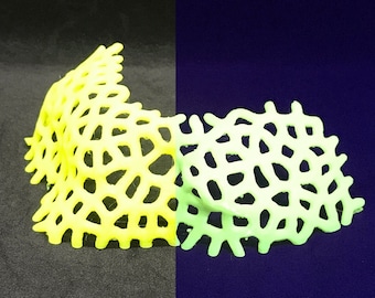 Glowing Voronoi Shrimp Cave / Aquarium Cave / Fluorescent UV Aquarium Accessory / Black Light Aquarium Accessory / Glowing Aquarium Cave