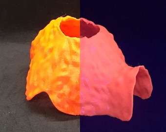 Glowing Thermal Vent Fish Cave / Aquarium Cave / Fluorescent UV Aquarium Accessory / Black Light Aquarium Accessory / Glowing Aquarium Cave