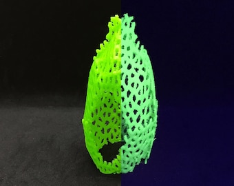 Glowing Voronoi Fish Shelter / Aquarium Cave / Fluorescent UV Aquarium Accessory / Black Light Aquarium Accessory / Glowing Aquarium Cave