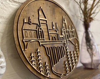 Wizard Wall Decor, Magic School Wood Wall Art, Wizard Castle Wall Decor, Nursery Room Decor, Above Bed Decor, Gift For Magic Fan, HP Castle