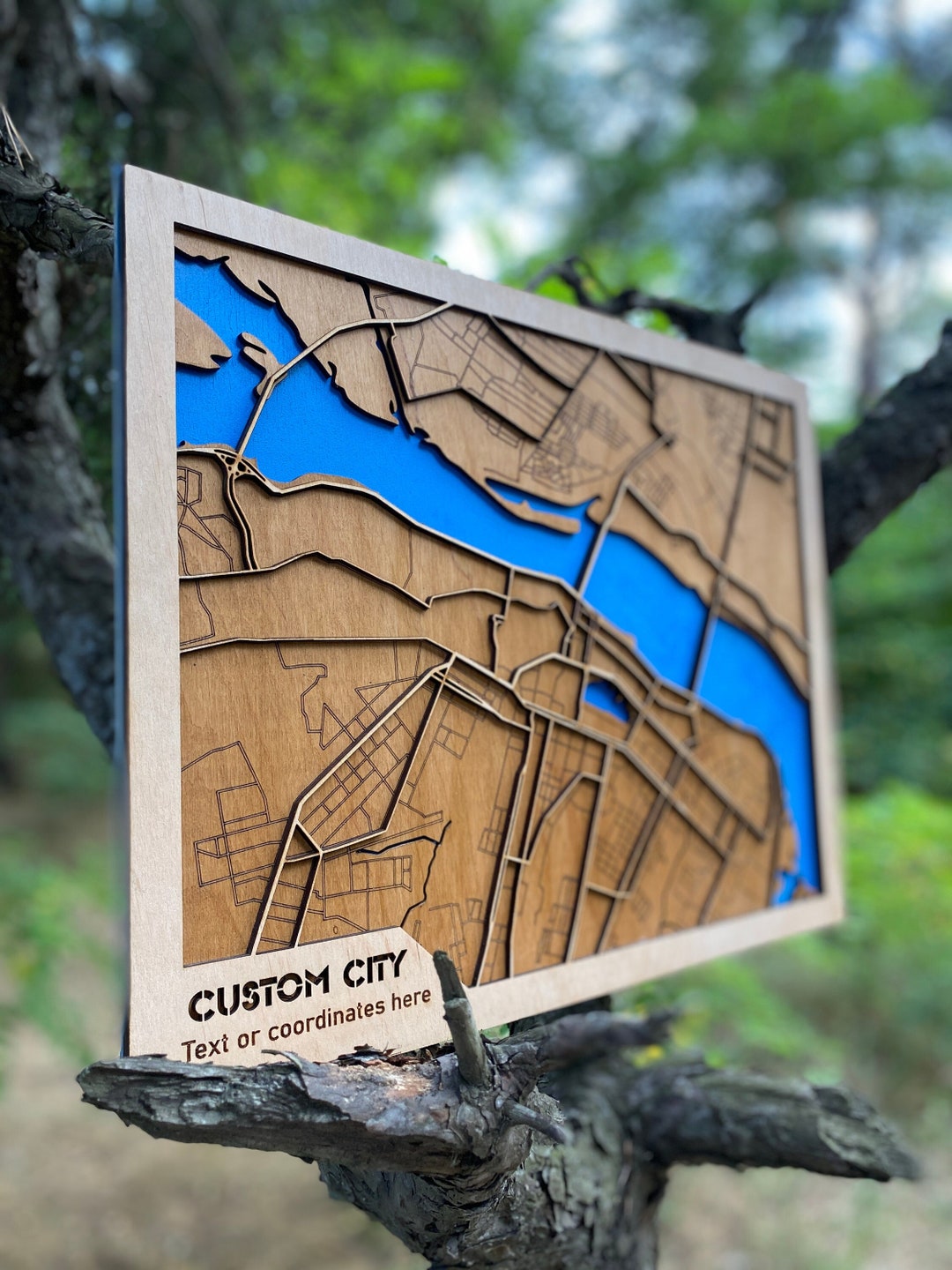 Custom Map Gift Wood City Map 3D Street Map Art Etsy