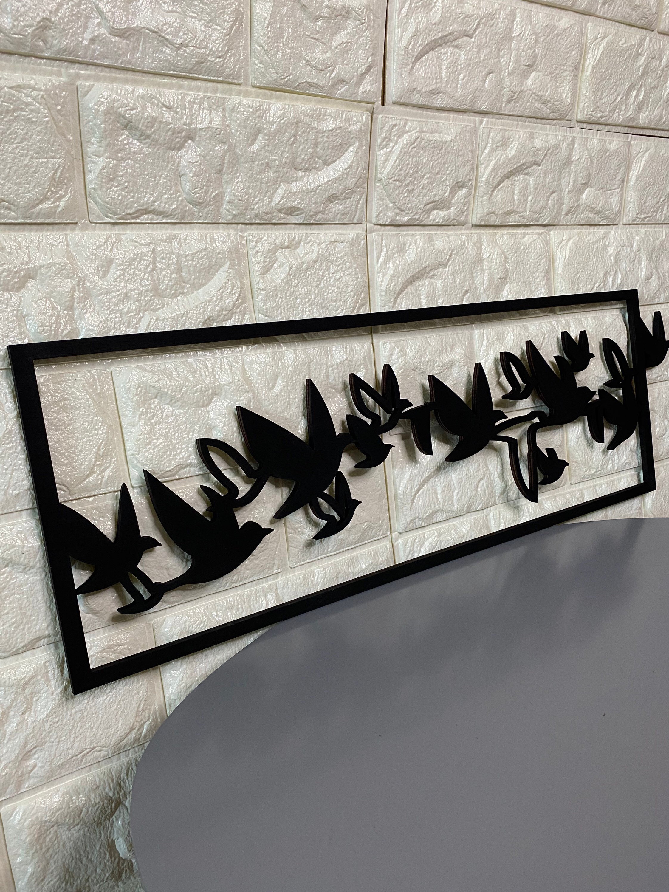 Wall Hangings Flying Birds Wood Wall Art Abstract Picture Etsy