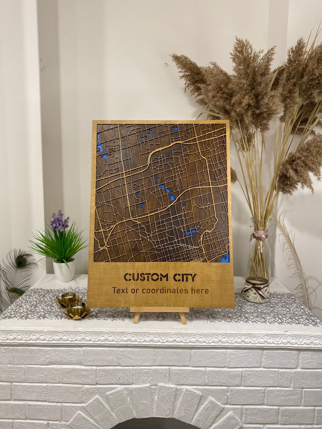 City Map Wall Art Wood Wall Map - Il 1080xN.5592602804 Noaz