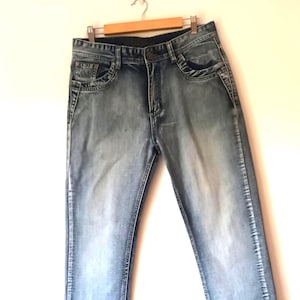 Vintage Dolce & Gabbana Premium Jeans |Mens Stone Wash Retro Grunge Y2K Denim -DG Hardwear Buttons Logo-  Festival Vibe Sz 35 inches waist