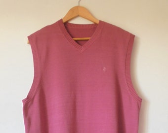 IZOD vintage Long Vest Tank Top Salmon Sz Large/étiquette extérieure, article rare en tricot de coton, mod Y2K Vibe