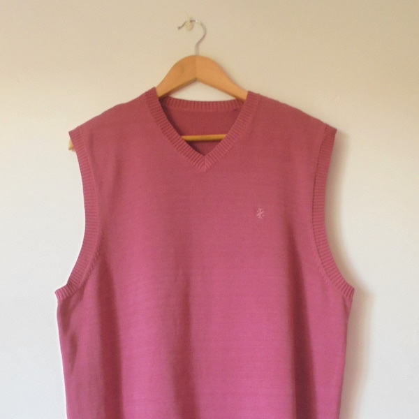 IZOD Vintage Long Vest Tank Top Salmon Sz Large/ outside label, Rare Item cotton knit, mod Y2K Vibe