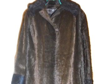60-tals fuskpälskappa, retro brun vinterkappa, Small-Medium