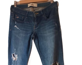 Vaqueros rotos vintage Hollister / Vaqueros grunge Y2K para mujer, talla 28