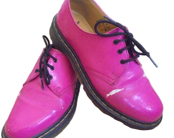 Rare Dr. Martens Retro UK6 Pink Patent Shoes – Y2K Preppy Grunge, Upcycling Project Punk-Festival Streetwear