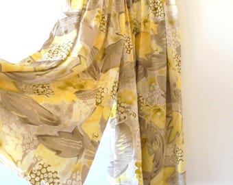 Vintage 80s Culotte Skort UK 42 Lemon Floral Cottagecore Boho Lined
