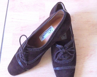 Vintage Vero Cuoio Italian Suede Lace-Up Shoes, EU40 70s Boho