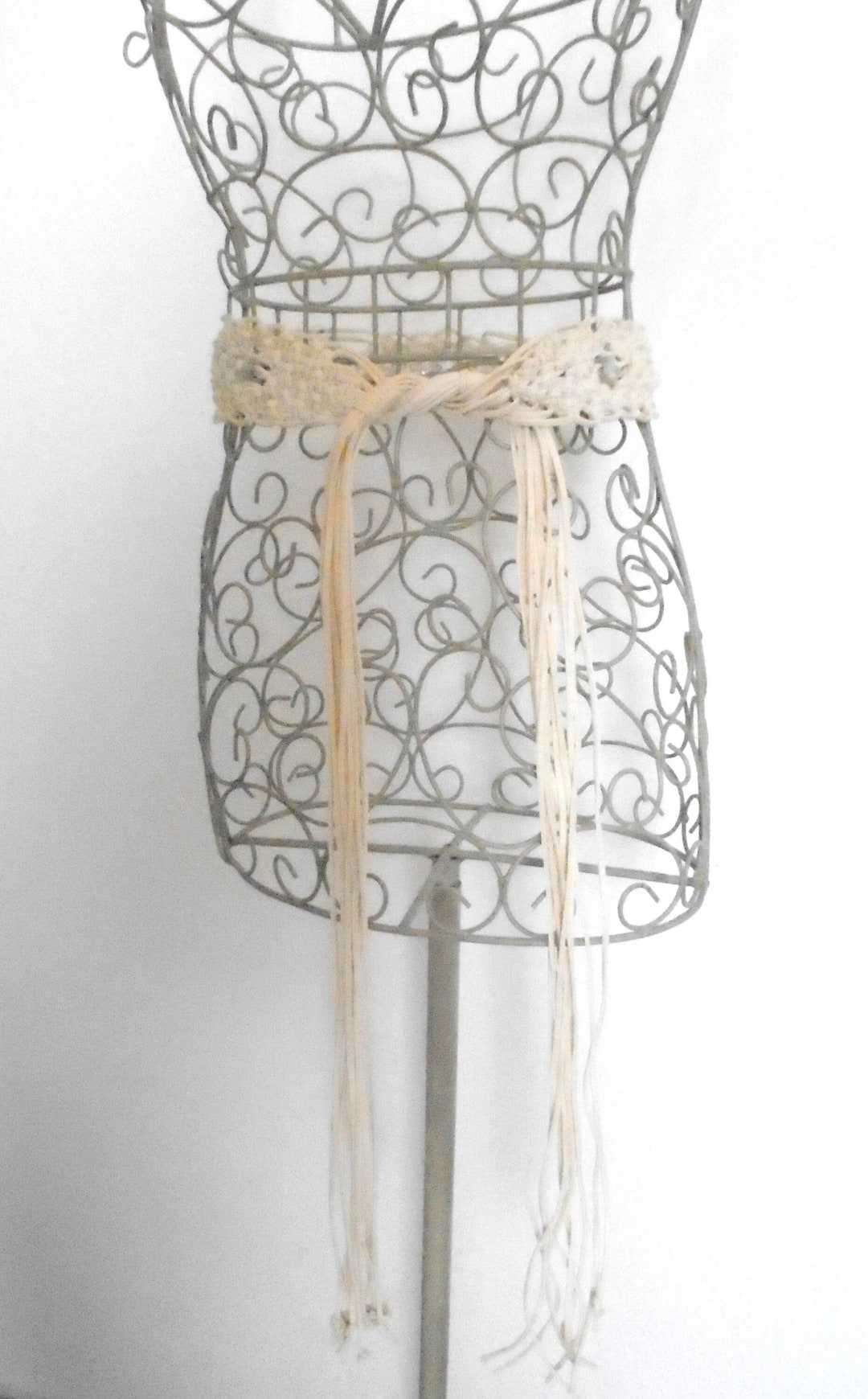Boho Macrame Wood Cream 70’s Belt 70s Cream Macrame Boho Hippie Festival Chic Belt | Woven  main image 4