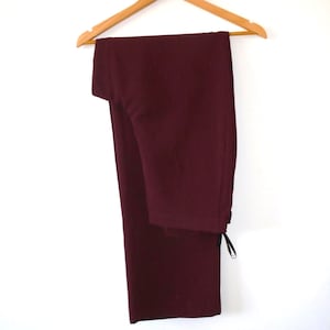 Vintage Trousers 100% Polyester Burnt Redish Brown 40s Inspired Pull-on Womens UK10 Woolworth /Rockabilly Straight Leg Elastic Back Preppy