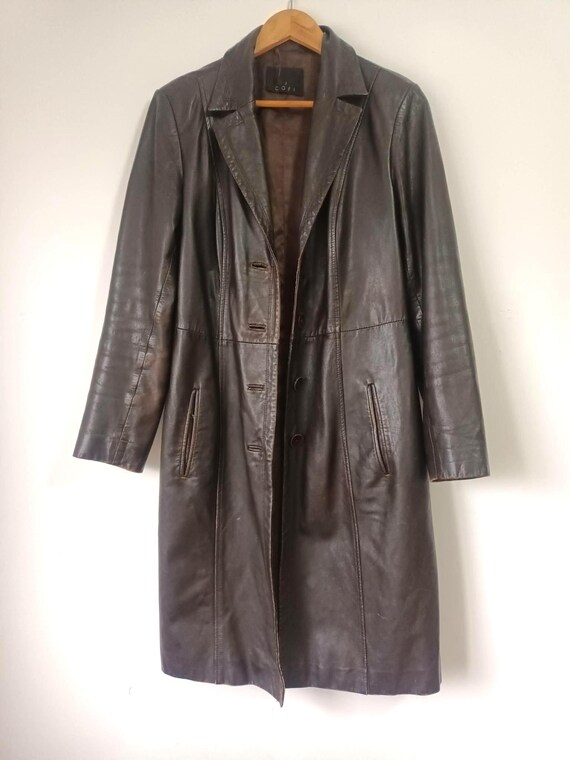 Vintage 90s Y2K COFI Soft Lamb Leather Brown Jacket – Grunge