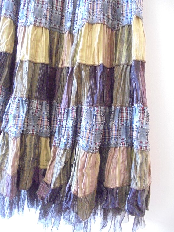 Cottagecore Patchwork Skirt, Full Circle Hem With… - image 5