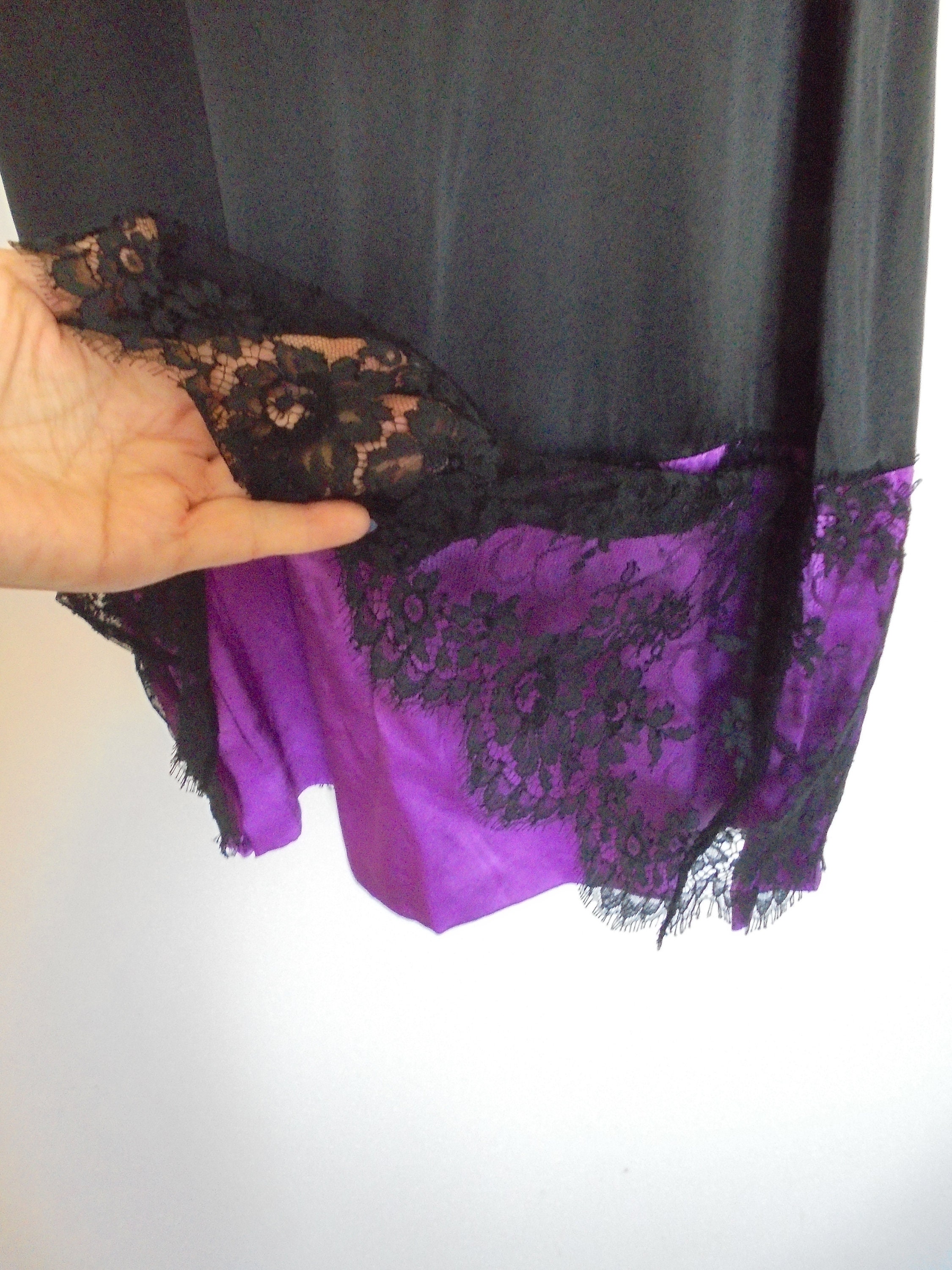 100% Pure Silk Dress, Mariofresh Designer, Black & Purple 100% Pure Silk Dress, Mariofresh Designer, Black & Purple