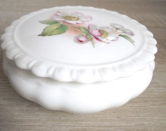 Vintage Coalport Blossomtime Trinket Pot, Bone China Floral Jewellery Box, Cottagecore Vanity Decor