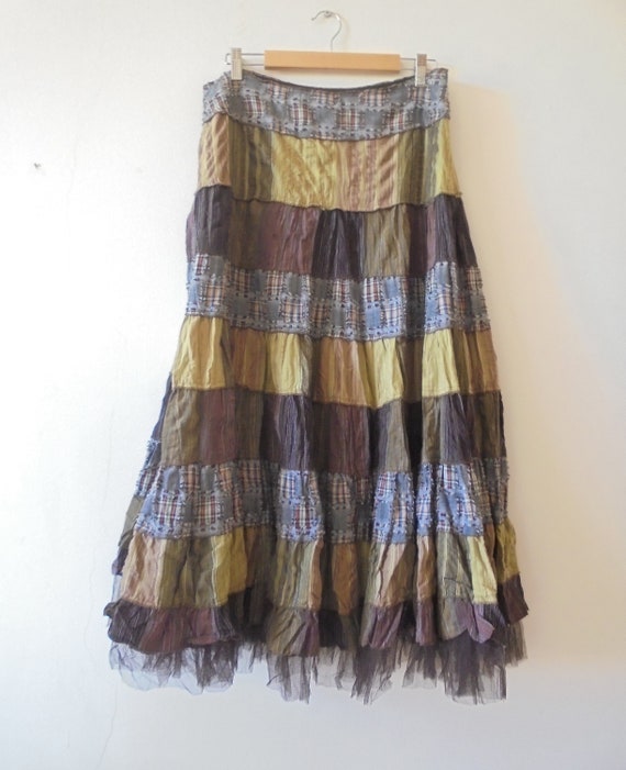 Cottagecore Patchwork Skirt, Full Circle Hem With… - image 7