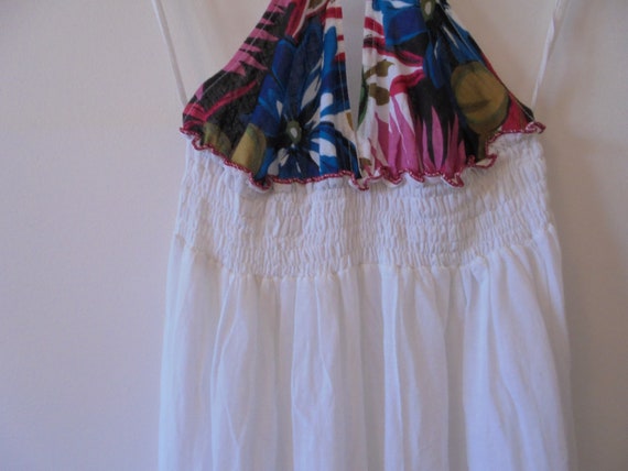 Cottagecore Dress 70s Boho Maxi Halter Neck White… - image 5