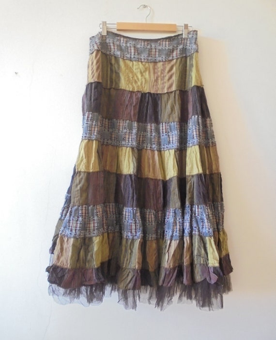 Cottagecore Patchwork Skirt, Full Circle Hem With… - image 1