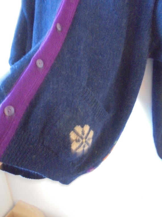 Benetton Shetland Wool Cardigan Sheep Floral Azte… - image 6