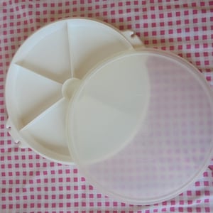 Tupperware Vintage 1970s Party Susan Plastic Storage Container with Compartments, Great Classic Food Storage In White
