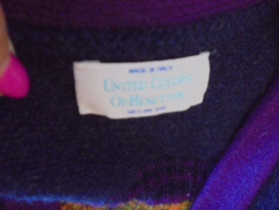 Benetton Shetland Wool Cardigan Sheep Floral Azte… - image 5