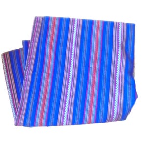 Peruvian Woven Style Fabric – Multicolor Blue, Red, Yellow – Tablecloth, Throw, Upholstery, Craft Fabric – 143 x 212 cm