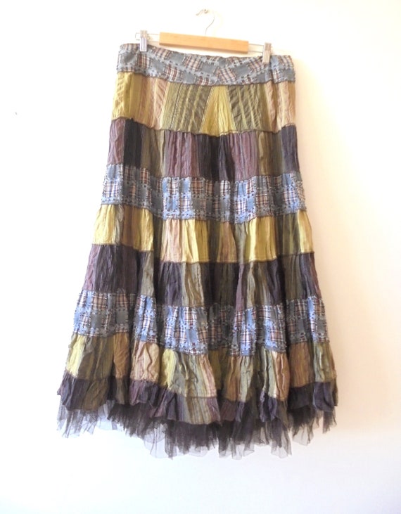 Cottagecore Patchwork Skirt, Full Circle Hem With… - image 4