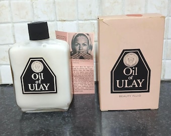 Oil of Ulay Rare Vintage Cream - Glass Bottle- Early 1970s- Full Original Box & Leaflet