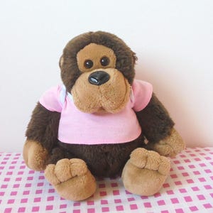 Monkey Plush Vintage 1985 Dakin Bear Cute Baby Gorilla In A Pink Vest 25cms in Height