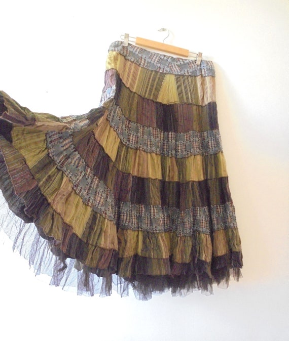 Cottagecore Patchwork Skirt, Full Circle Hem With… - image 2