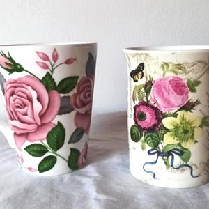 Juego de 2 tazas de porcelana fina con diseño de rosas / Data Brand / y Paula Scaletta / Colección Cottagecore