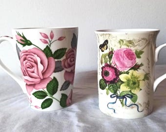 Fine Bone China Rose Mugs Set Of 2 | Data Brand | & Paula Scaletta | Cottagecore Collection