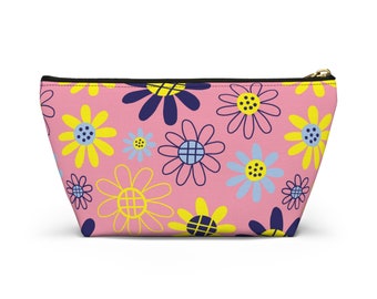 Accessory Pouch w T-bottom pink floral pouch travel accessories