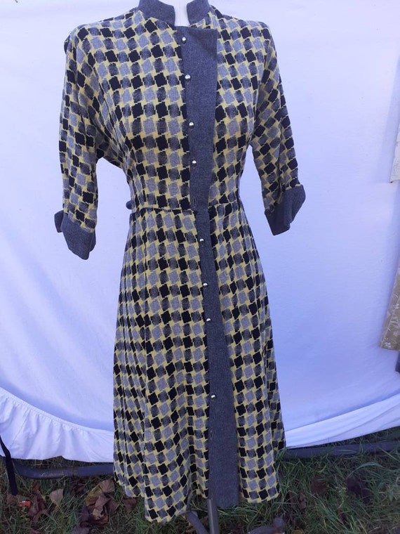 1950s plaid wool dress