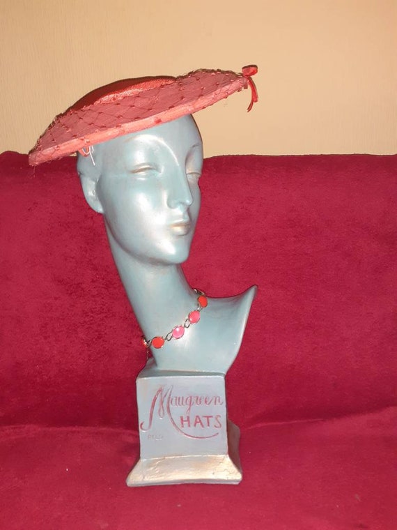 1950s orange platter hat