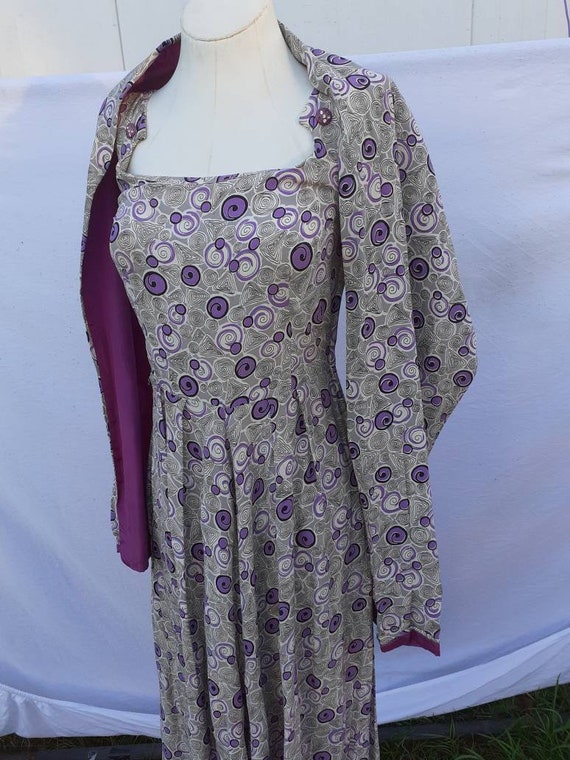 1940s cold rayon dress and shawl